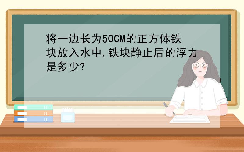 将一边长为50CM的正方体铁块放入水中,铁块静止后的浮力是多少?