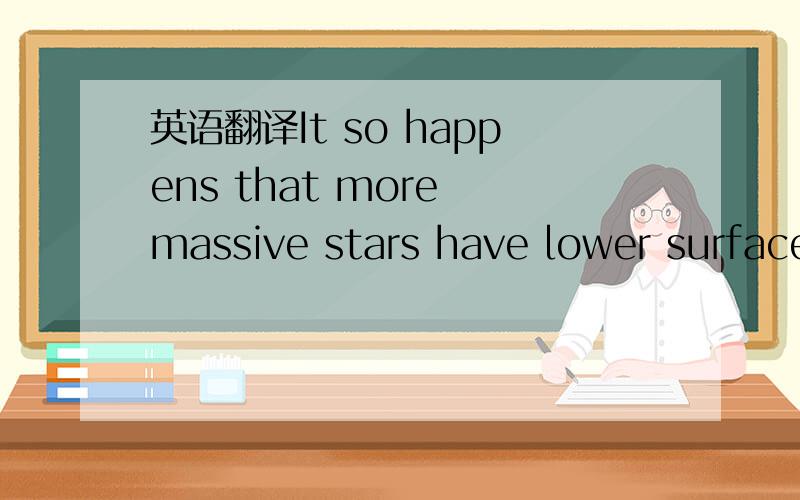 英语翻译It so happens that more massive stars have lower surface