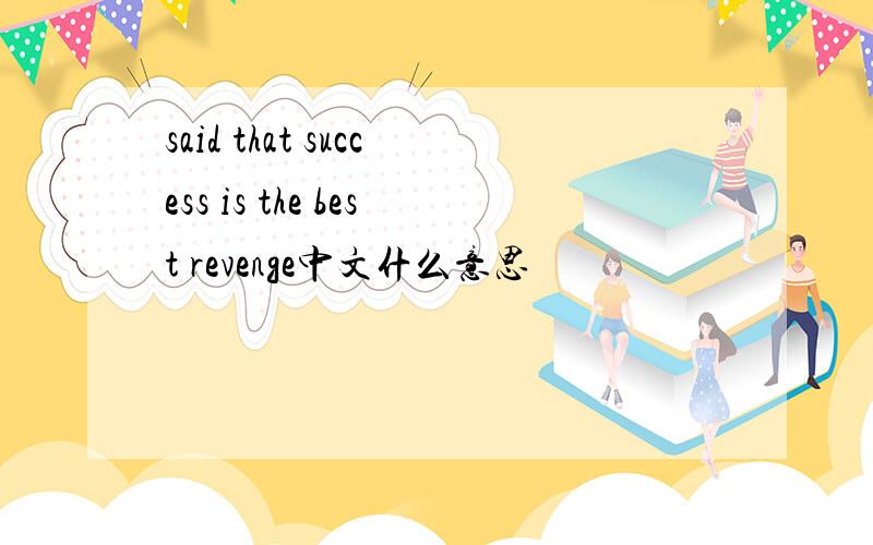 said that success is the best revenge中文什么意思