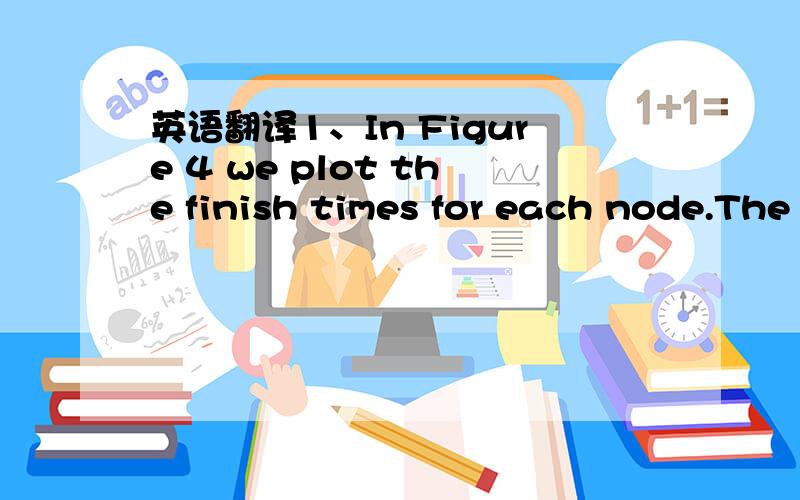 英语翻译1、In Figure 4 we plot the finish times for each node.The