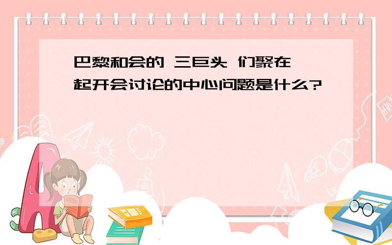 巴黎和会的 三巨头 们聚在一起开会讨论的中心问题是什么?