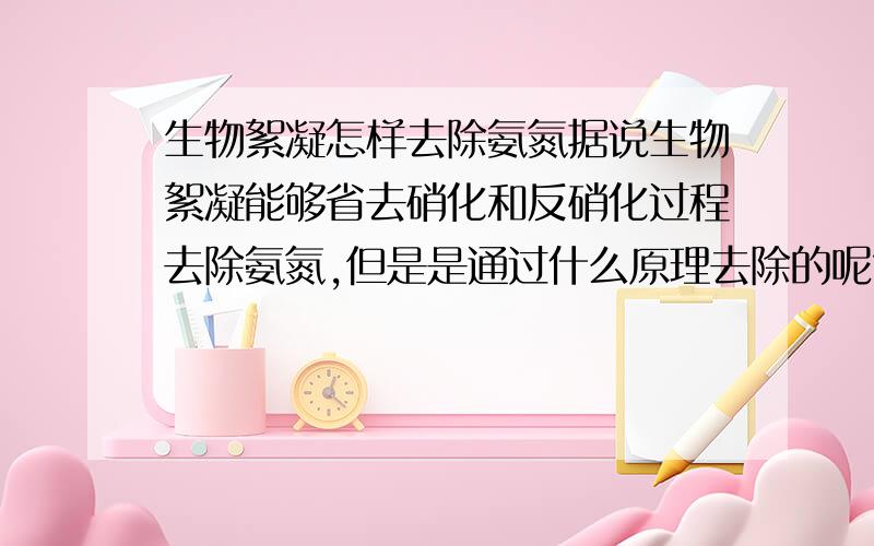 生物絮凝怎样去除氨氮据说生物絮凝能够省去硝化和反硝化过程去除氨氮,但是是通过什么原理去除的呢?