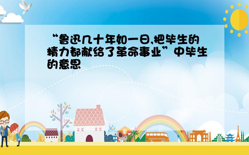 “鲁迅几十年如一日,把毕生的精力都献给了革命事业”中毕生的意思