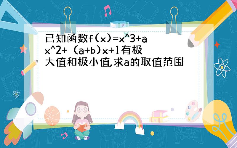 已知函数f(x)=x^3+ax^2+（a+b)x+1有极大值和极小值,求a的取值范围