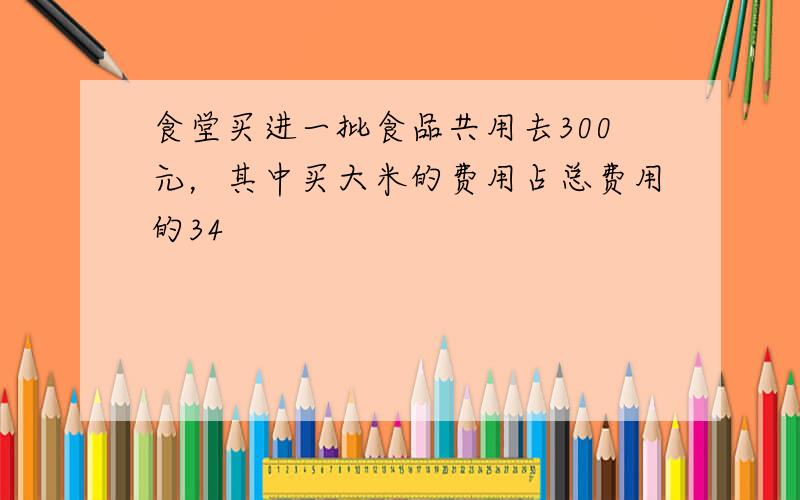 食堂买进一批食品共用去300元，其中买大米的费用占总费用的34