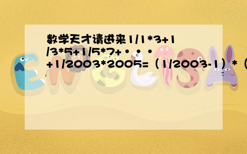 数学天才请进来1/1*3+1/3*5+1/5*7+···+1/2003*2005=（1/2003-1）*（1/2002-