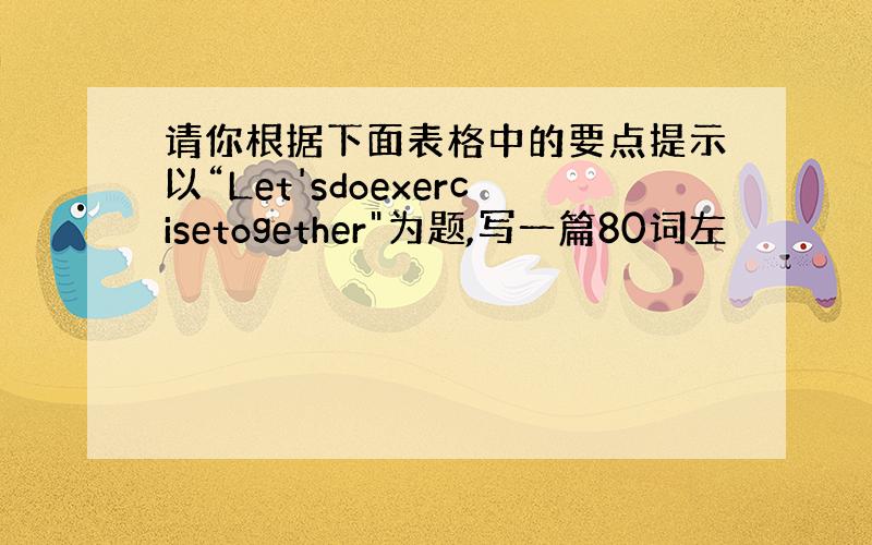 请你根据下面表格中的要点提示以“Let'sdoexercisetogether