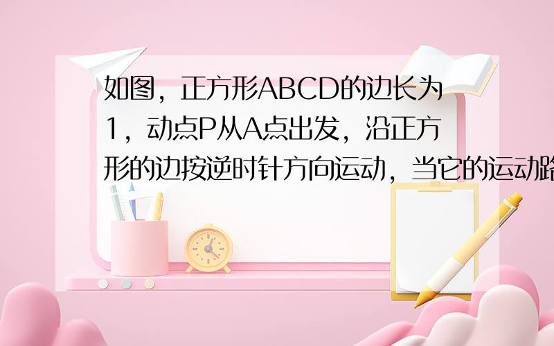 如图，正方形ABCD的边长为1，动点P从A点出发，沿正方形的边按逆时针方向运动，当它的运动路程为2010时，点P所在的位