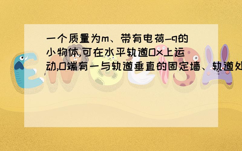 一个质量为m、带有电荷-q的小物体,可在水平轨道Ox上运动,O端有一与轨道垂直的固定墙、轨道处于匀强电场中,其场强大小为