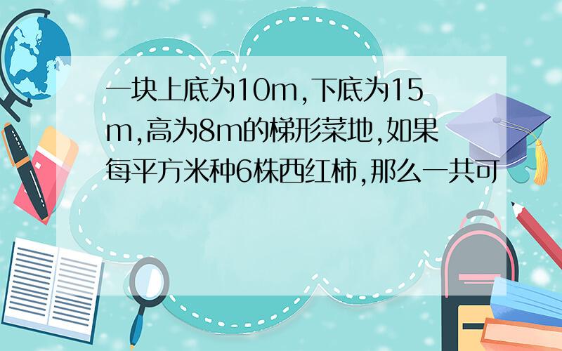 一块上底为10m,下底为15m,高为8m的梯形菜地,如果每平方米种6株西红柿,那么一共可