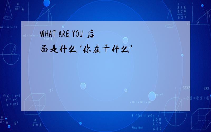 WHAT ARE YOU 后面是什么‘你在干什么’