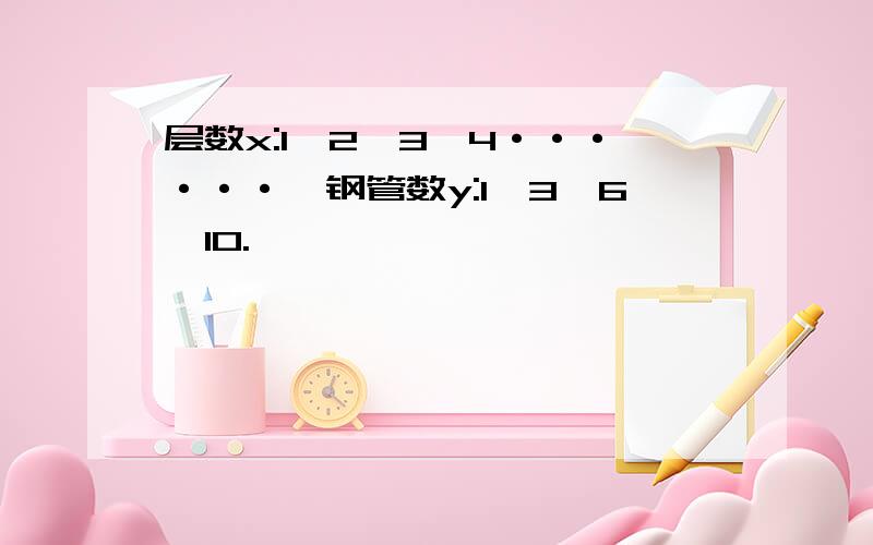 层数x:1,2,3,4······,钢管数y:1,3,6,10.