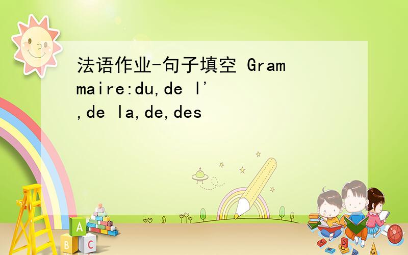 法语作业-句子填空 Grammaire:du,de l',de la,de,des