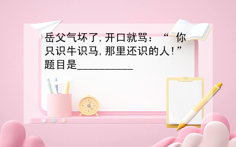 岳父气坏了,开口就骂：“ 你只识牛识马,那里还识的人!”题目是__________