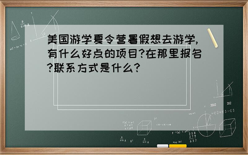 美国游学夏令营暑假想去游学,有什么好点的项目?在那里报名?联系方式是什么?