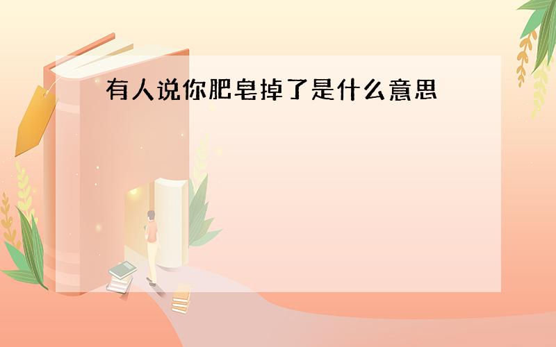 有人说你肥皂掉了是什么意思