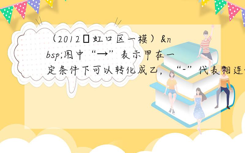 （2012•虹口区一模） 图中“→”表示甲在一定条件下可以转化成乙，“-”代表相连的两物质间在一定条件下可以发