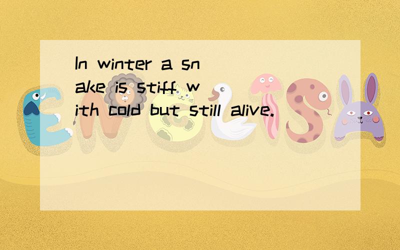 In winter a snake is stiff with cold but still alive.