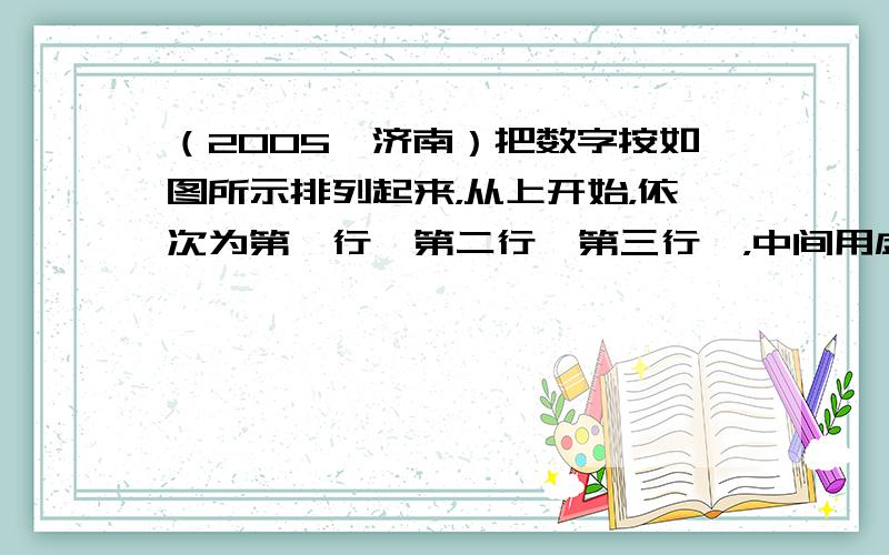 （2005•济南）把数字按如图所示排列起来，从上开始，依次为第一行、第二行、第三行…，中间用虚线围的一列，从上至下依次为