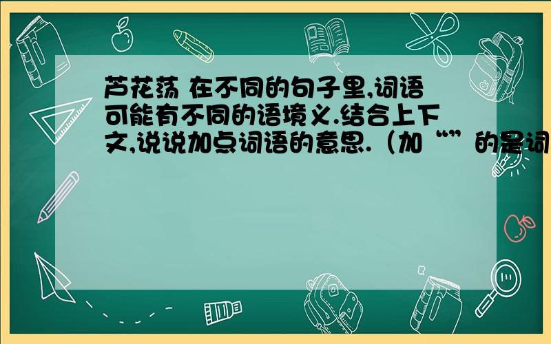 芦花荡 在不同的句子里,词语可能有不同的语境义.结合上下文,说说加点词语的意思.（加“”的是词语）