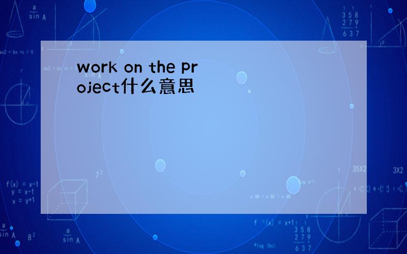 work on the project什么意思