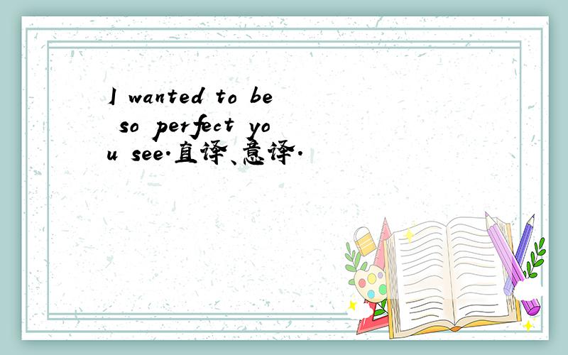 I wanted to be so perfect you see.直译、意译.