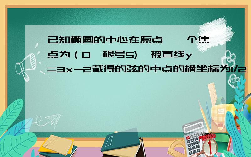 已知椭圆的中心在原点,一个焦点为（0,根号5),被直线y=3x-2截得的弦的中点的横坐标为1/2,则椭圆的方程是