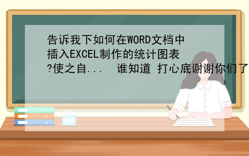 告诉我下如何在WORD文档中插入EXCEL制作的统计图表?使之自...　谁知道 打心底谢谢你们了鱼3