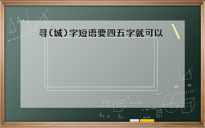 寻(城)字短语要四五字就可以