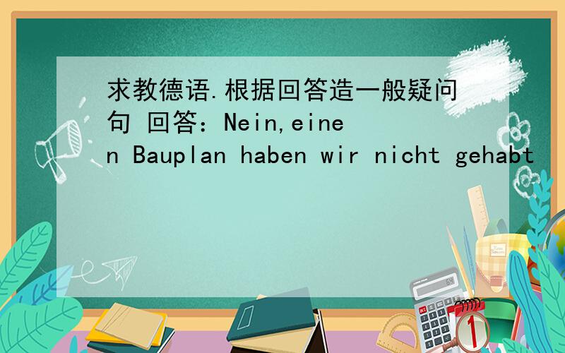 求教德语.根据回答造一般疑问句 回答：Nein,einen Bauplan haben wir nicht gehabt