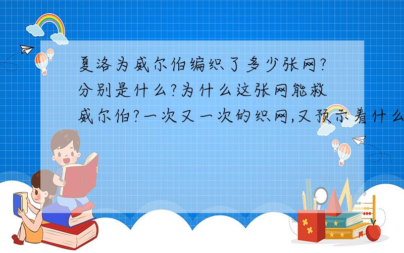 夏洛为威尔伯编织了多少张网?分别是什么?为什么这张网能救威尔伯?一次又一次的织网,又预示着什么?