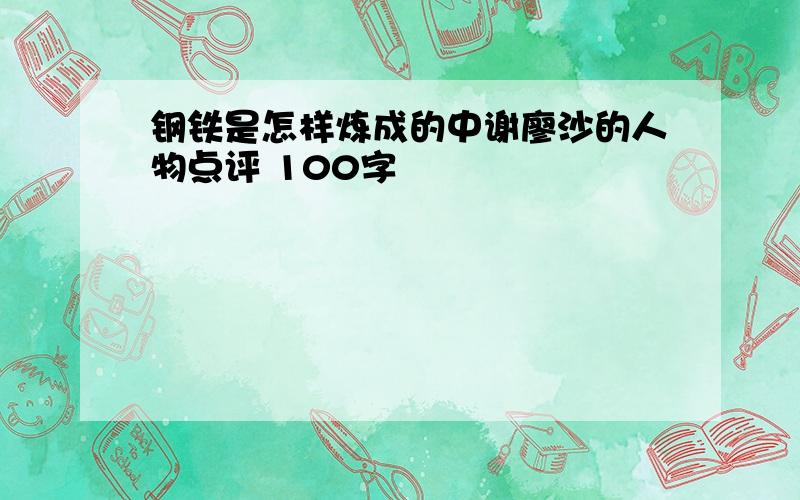 钢铁是怎样炼成的中谢廖沙的人物点评 100字