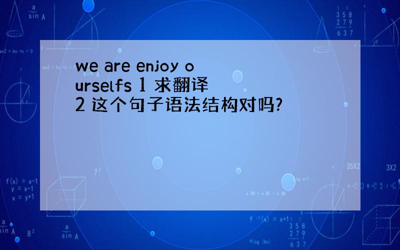 we are enjoy ourselfs 1 求翻译 2 这个句子语法结构对吗?