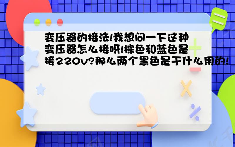 变压器的接法!我想问一下这种变压器怎么接呀!棕色和蓝色是接220v?那么两个黑色是干什么用的!