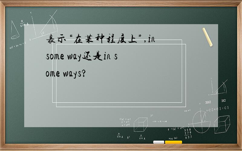 表示“在某种程度上”,in some way还是in some ways?