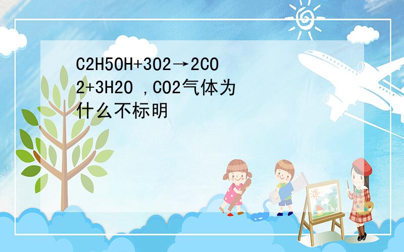 C2H5OH+3O2→2CO2+3H2O ,CO2气体为什么不标明