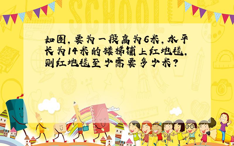 如图,要为一段高为6米,水平长为14米的楼梯铺上红地毯,则红地毯至少需要多少米?