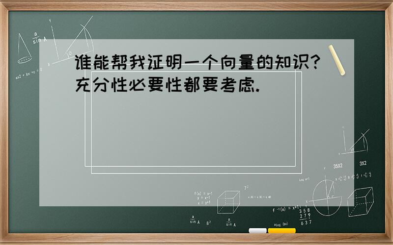 谁能帮我证明一个向量的知识?充分性必要性都要考虑.