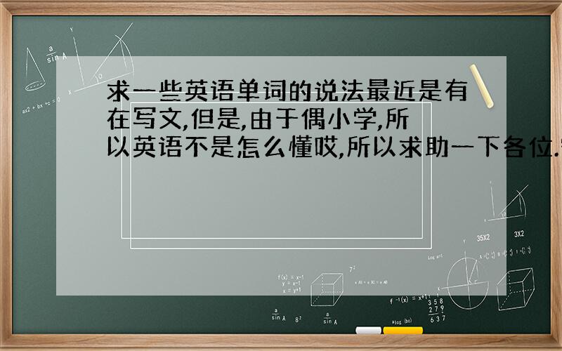 求一些英语单词的说法最近是有在写文,但是,由于偶小学,所以英语不是怎么懂哎,所以求助一下各位.守护天使：（是守护别人的天