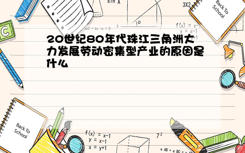 20世纪80年代珠江三角洲大力发展劳动密集型产业的原因是什么