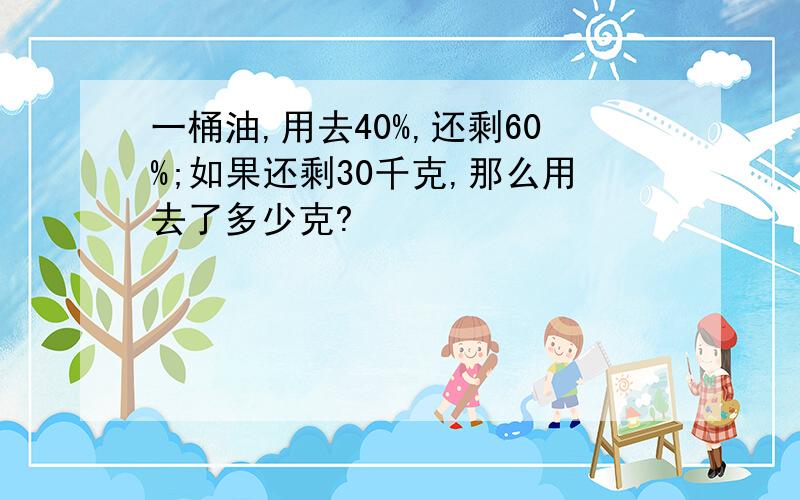 一桶油,用去40%,还剩60%;如果还剩30千克,那么用去了多少克?