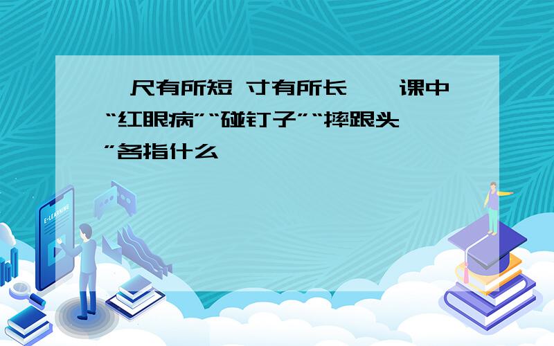 《尺有所短 寸有所长》一课中“红眼病”“碰钉子”“摔跟头”各指什么