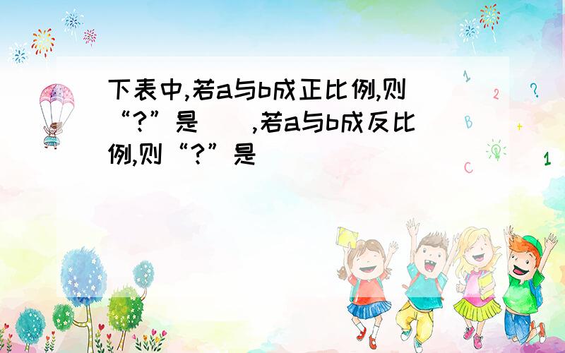 下表中,若a与b成正比例,则“?”是（）,若a与b成反比例,则“?”是（）