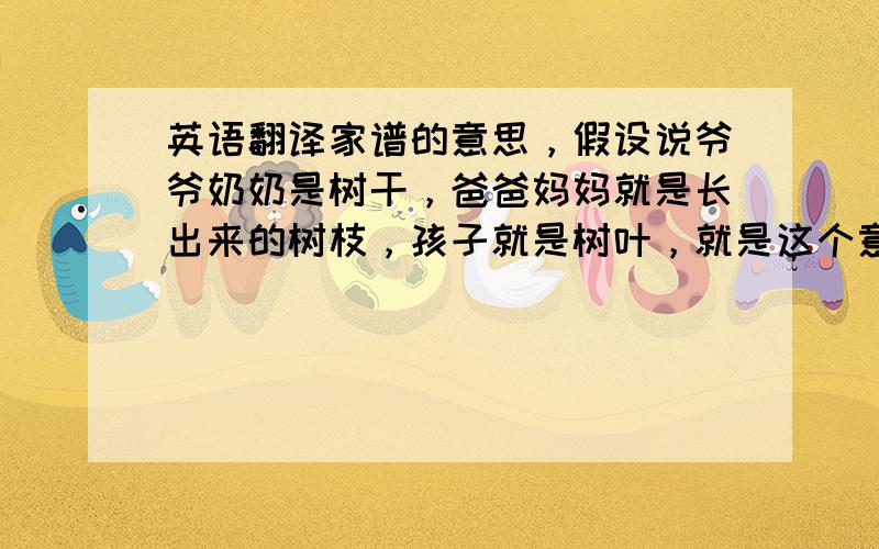 英语翻译家谱的意思，假设说爷爷奶奶是树干，爸爸妈妈就是长出来的树枝，孩子就是树叶，就是这个意思了