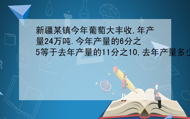 新疆某镇今年葡萄大丰收,年产量24万吨.今年产量的6分之5等于去年产量的11分之10,去年产量多少吨?