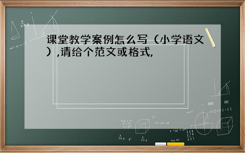 课堂教学案例怎么写（小学语文）,请给个范文或格式,