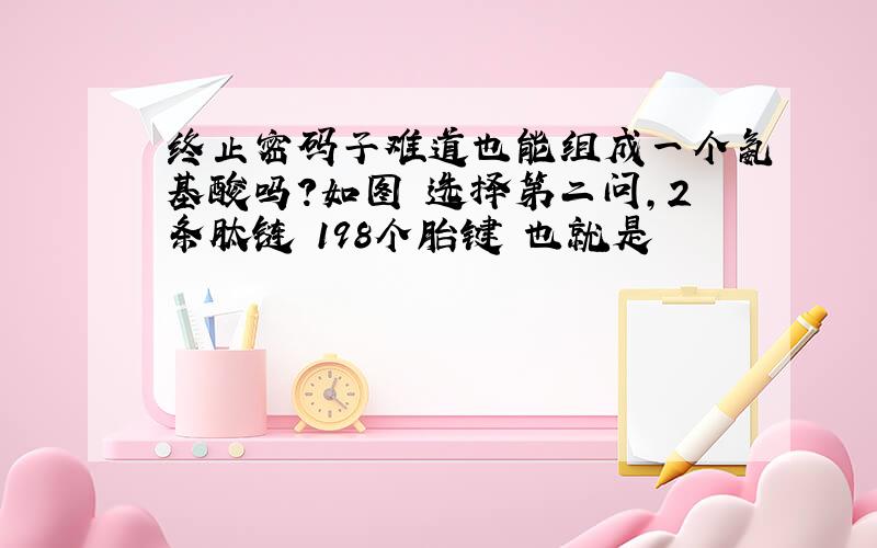 终止密码子难道也能组成一个氨基酸吗?如图 选择第二问,2条肽链 198个胎键 也就是