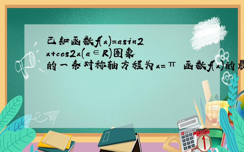 已知函数f(x)=asin2x+cos2x(a∈R)图象的一条对称轴方程为x=π 函数f(x)的最值怎么求