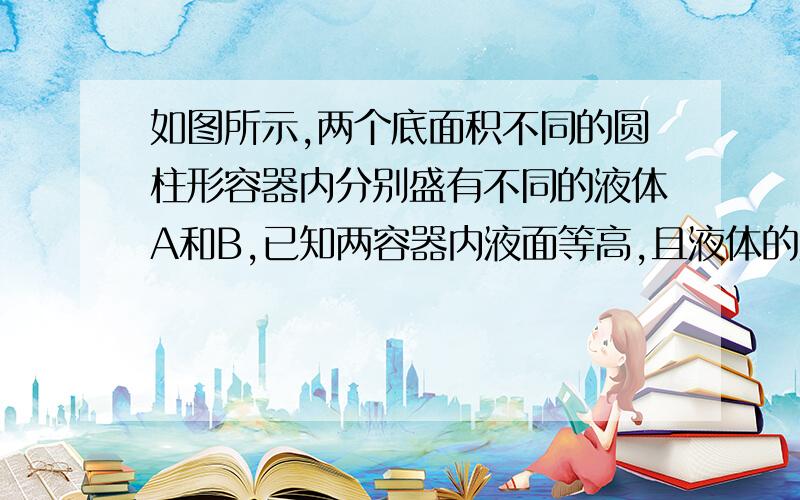 如图所示,两个底面积不同的圆柱形容器内分别盛有不同的液体A和B,已知两容器内液面等高,且液体的质量相等．现将实心金属球甲