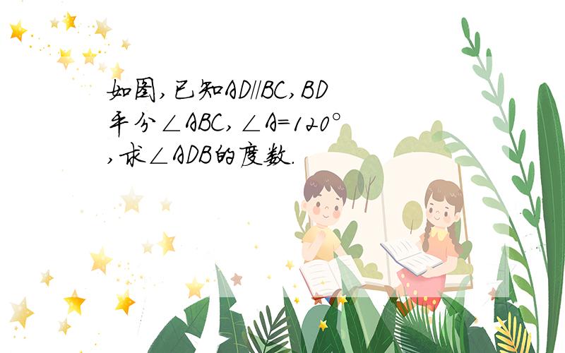 如图,已知AD//BC,BD平分∠ABC,∠A=120°,求∠ADB的度数.